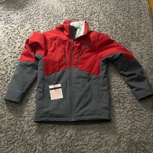 North face ski and winter coat red and gray size mens small